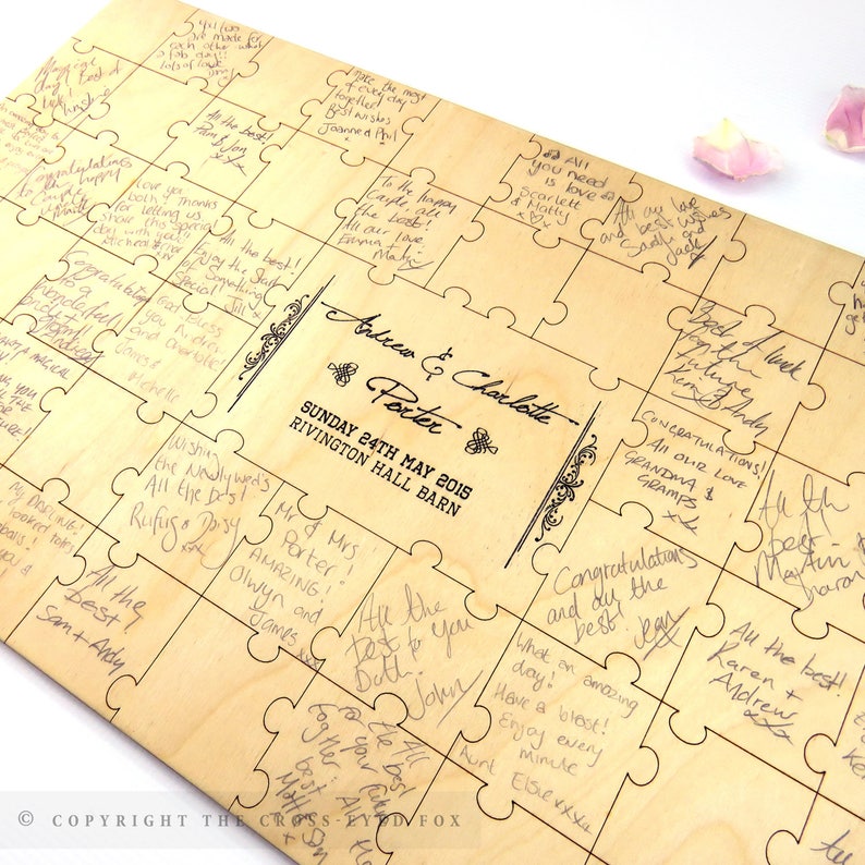 Jigsaw Style Wooden Wedding Guest Book Etsy