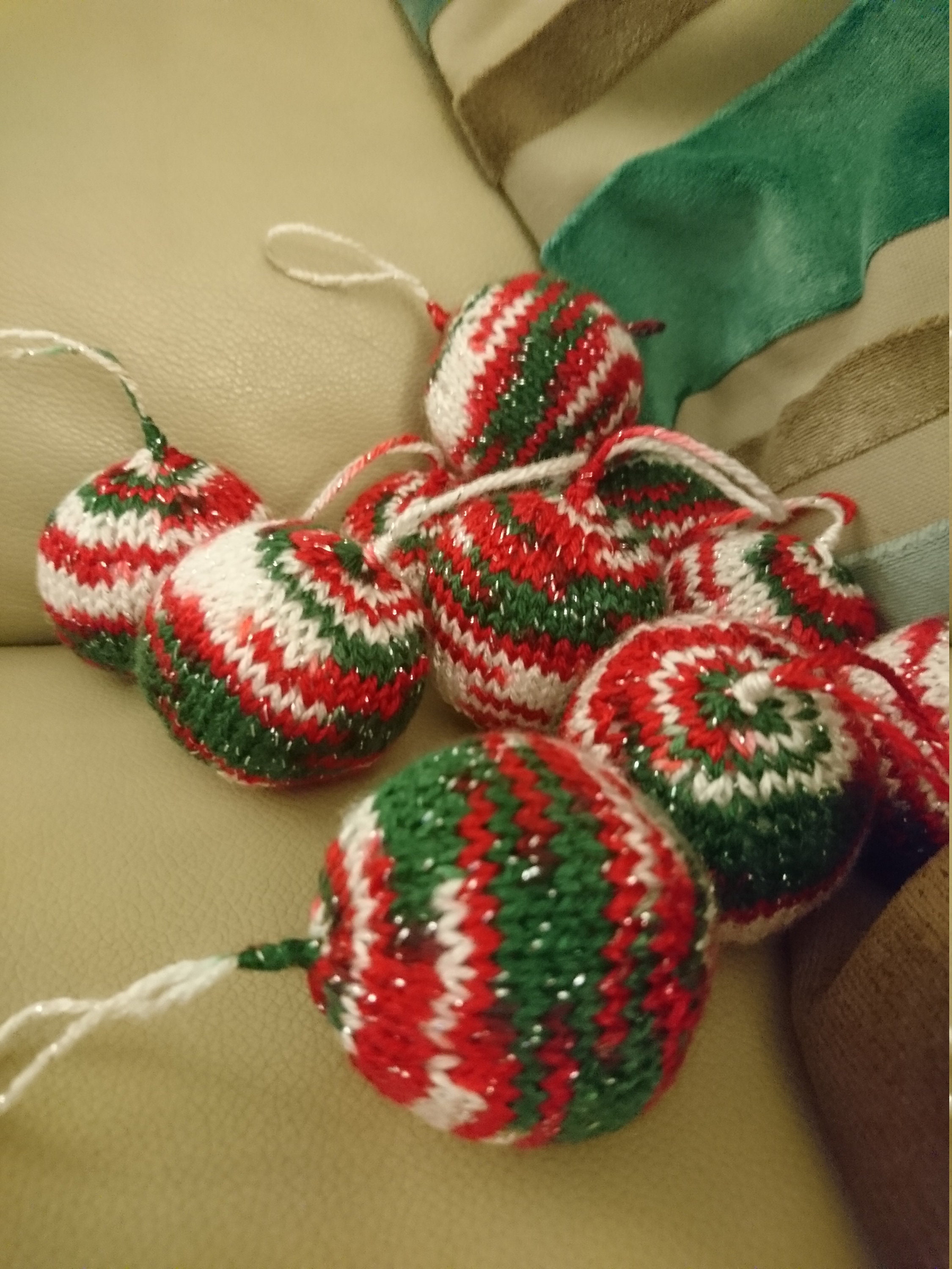 Hand Knitted Christmas baubles Etsy