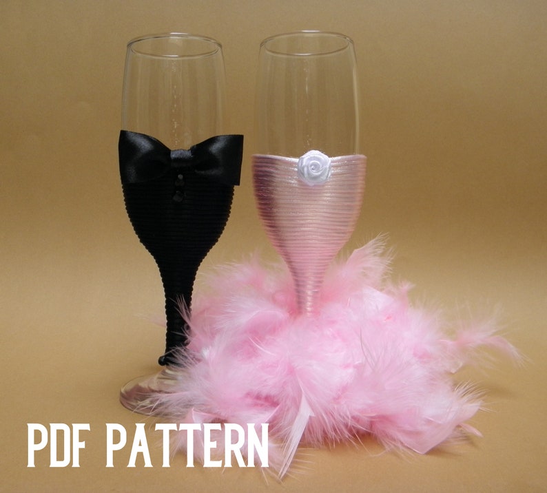 DIY wedding ornament Wedding glasses pattern Bridesmaid glass pattern