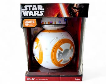 Star Wars BB-8 3D LED Wall Night Light – Kids Room Decor – Disney Lamp with Wall Sticker – Cool Gift for Star Wars Fans RARE