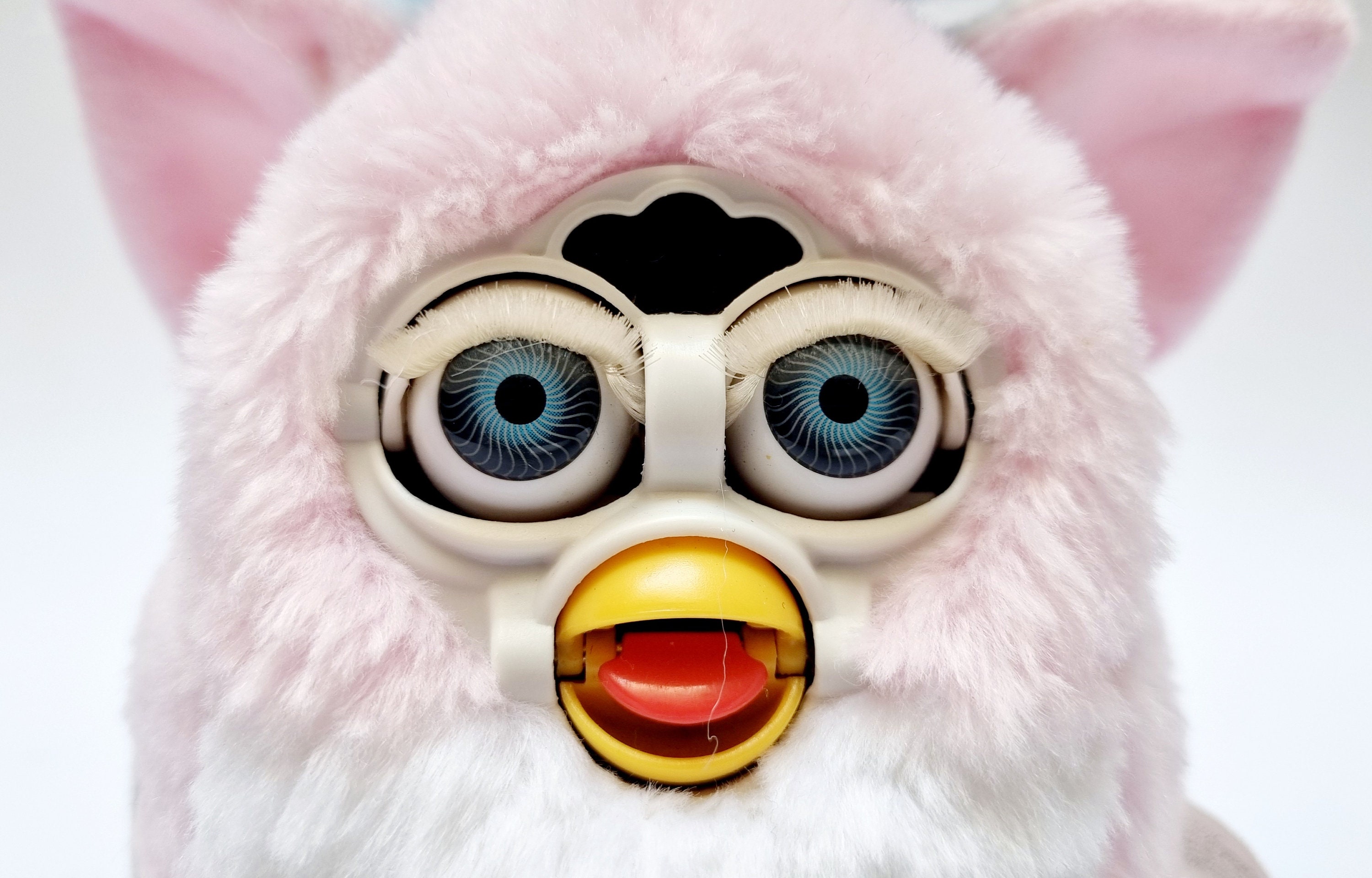 Furby Baby Babies 1999 Baby Pink Furby Plush Pink and White Fur