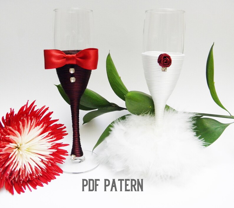 DIY wedding ornament Wedding glasses pattern Bridesmaid glass pattern
