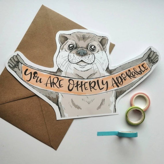 ADORABLE Otter Half Anniversary Card Love Valentine's Day Thinking Of You ADORABLE Otter Half Anniversary Card Love Valentine's Day Thinking Of You