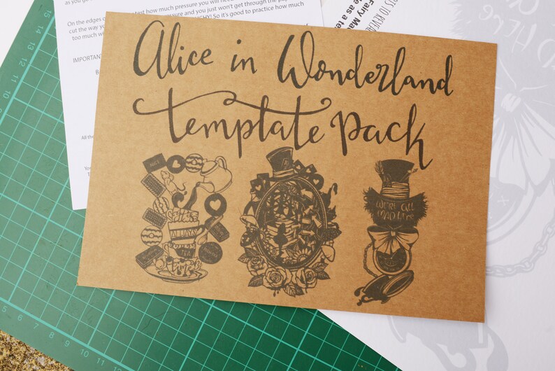 Alice in Wonderland Paper Cut Template Pack Papercutting Etsy UK
