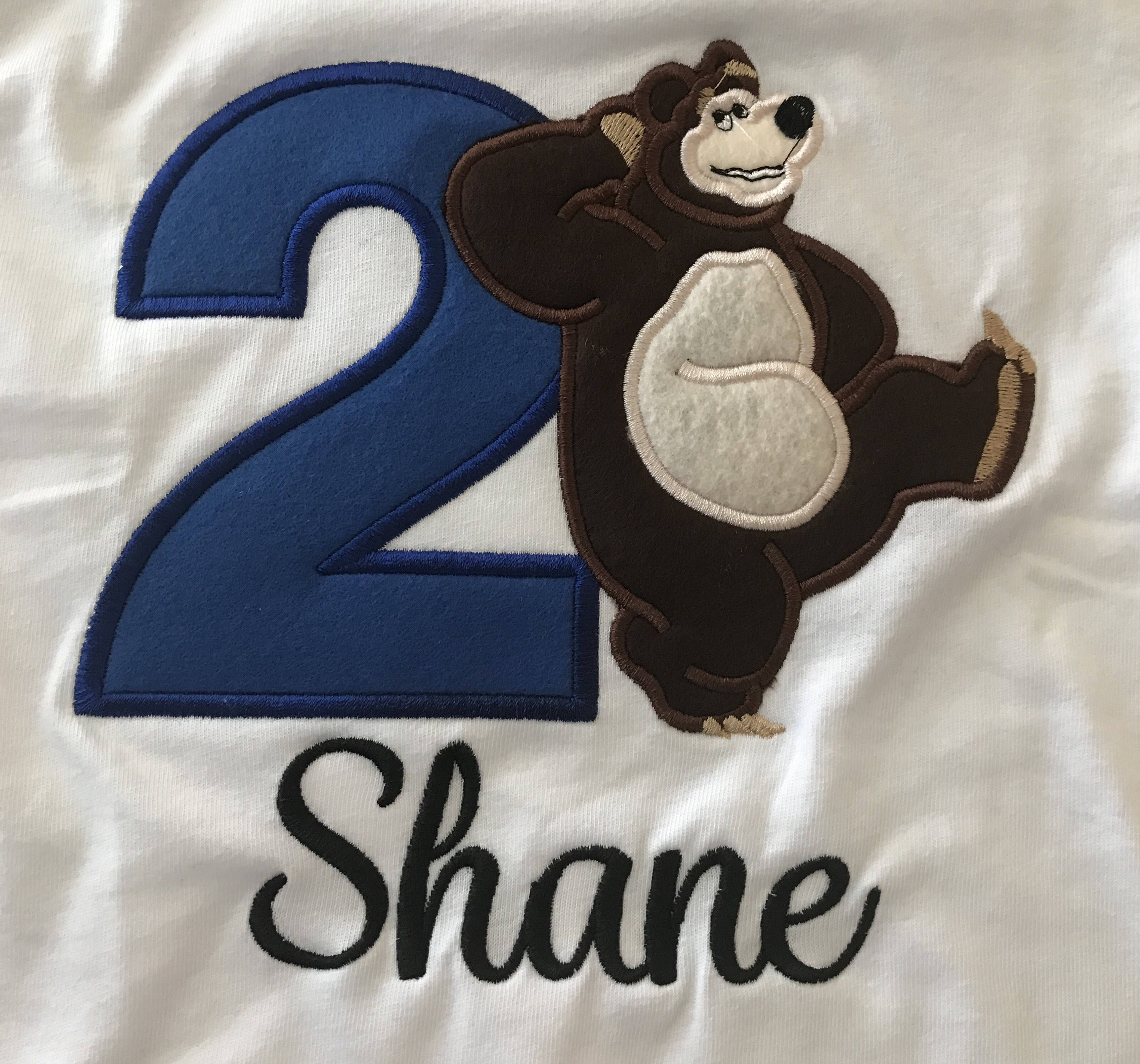 Masha and the Bear embroidered shirt. Masha birthday shirt. Etsy
