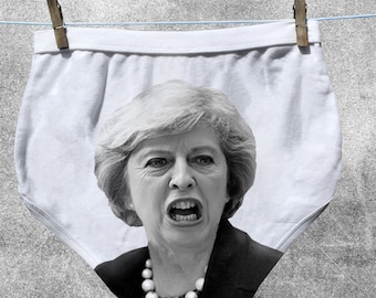 Theresa May Funny Political Christmas Underwear for Conservative Gents