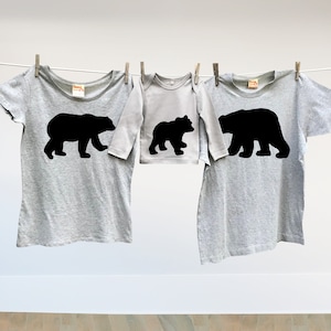Christmas Bear Family Matching T-Shirt Trio for Dad, Mum and Son or Daughter
