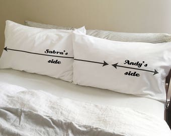Your Side / My Side Funny Couple&#39;s Gift Personalised Pillowcases