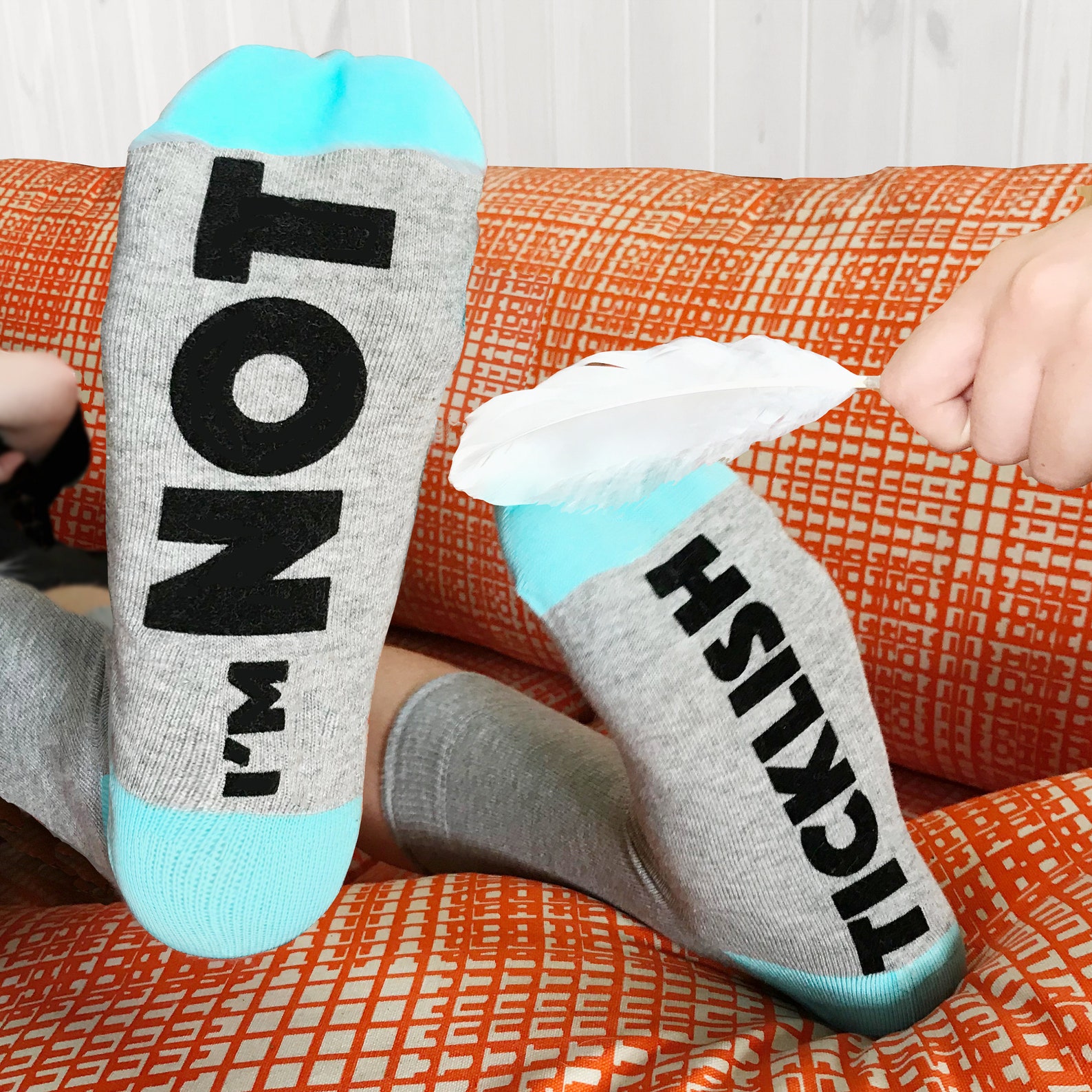 I'm Not Ticklish Funny Sock Gift Feet Up Socks Etsy UK