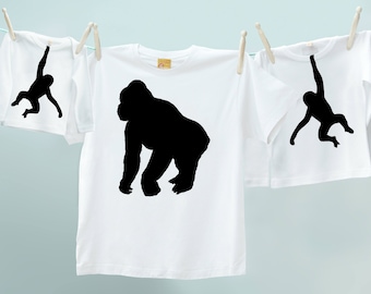 Bijpassende T-shirt Kersttrioset - Daddy Gorilla en Baby Monkeys voor zonen of dochters