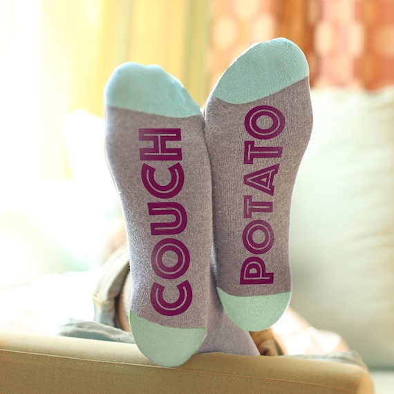 Couch Potato Funny Sock Gift Feet Up Etsy