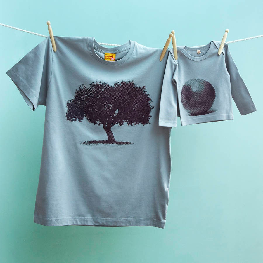 Image of Twinning Christmas Apple Tree & Tshirt Tops For Dad Son Or Daughter