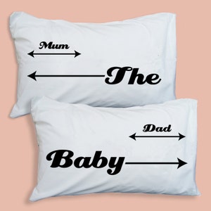 Family Pillowcase Gift Set for Baby and Mum and Dad Bed Hogger Pillow Case Baby Bed Sharing Pillowslip Set image 2