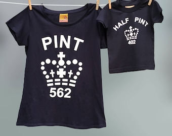 Mummy and Me Pint Black T Shirt for Mother & Half Pint tshirt