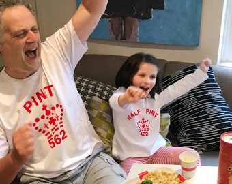 Christmas Matching Pint T Shirts for Dad and Son or Daughter White and Red