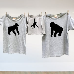 Gorilla Family Matching  T-Shirt Trio for Dad, Mum and Son or Daughter
