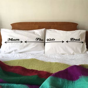 Mum The Kids Dad Family Space Invaders Pillowcase Set Can be Personalised with Names of your Choice image 1