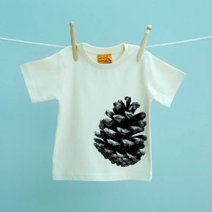 Pine Cone T Shirt for Son or Daughter - Natural unbleached organic cotton