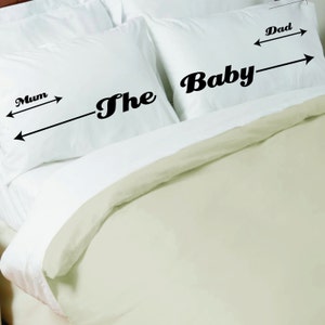 Family Pillowcase Gift Set for Baby and Mum and Dad Bed Hogger Pillow Case Baby Bed Sharing Pillowslip Set image 3