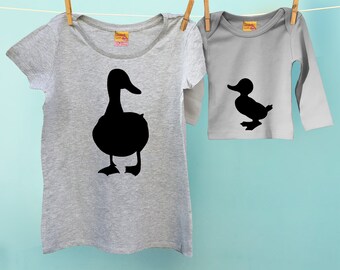 Mummy and Me Duck Matching T-Shirt Twinset with Son or Daughter Duckling t shirt