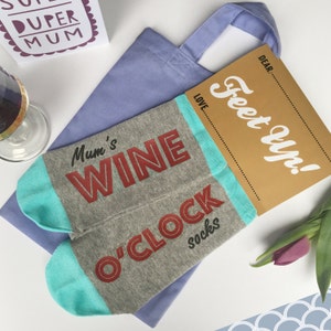 Wine O'Clock Socks Feet Up Luxury Funny Sock Gift for Wine Lovers image 2