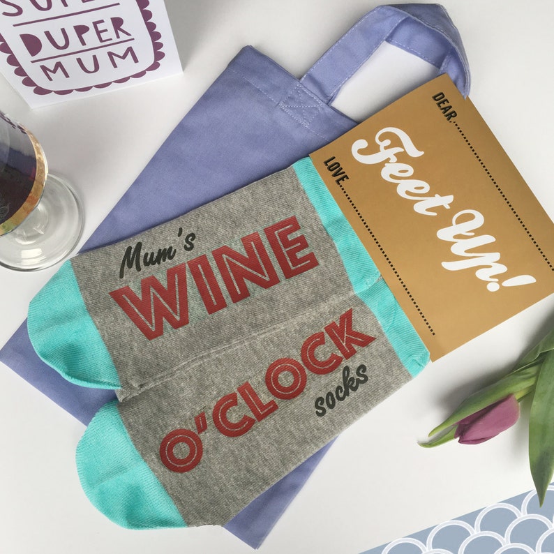 Wine O'Clock Socks Feet Up Luxury Funny Sock Gift for Wine Lovers image 2