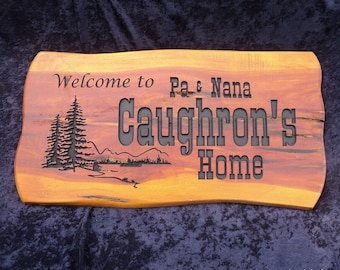 Señal de cedro * 2 pies de ancho * signo de madera * letrero de la losa de cedro rústico * signo personalizado * signo al aire libre * borde en vivo * signo personalizado