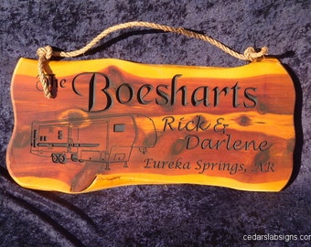 RV Sign * 2ft Wide * Camper Sign * Camping Sign * Campsite Sign * Cedar Sign * Cedar Slab Sign * Live Edge