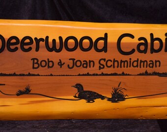 Señal de cabina * 3 pies de ancho * señal de cedro * signo de losa * signo de la logia * signo de madera * cartel de cabaña