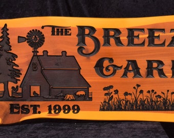 Señal de cedro * 3 pies de ancho * signo de madera * letrero de la losa de cedro rústico * signo personalizado * signo al aire libre * borde en vivo * signo personalizado