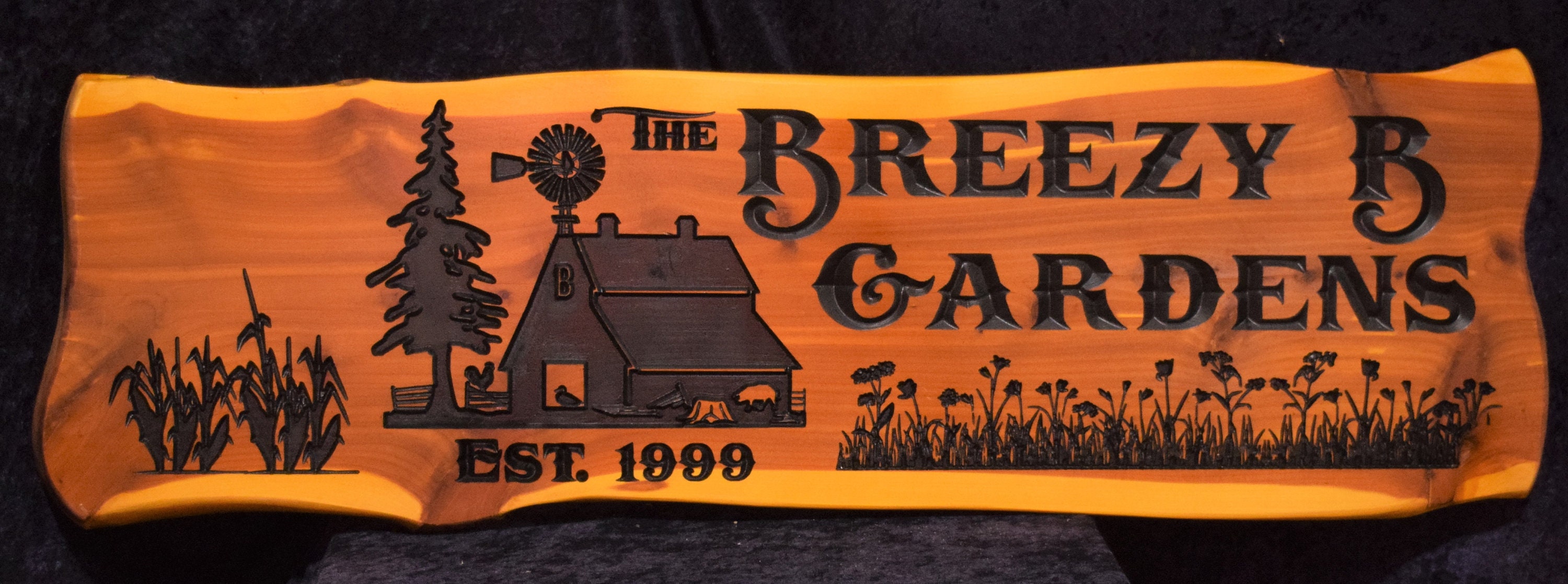 Cedar Sign 3ft Wide Wood Sign Rustic Cedar Slab Sign Custom Sign