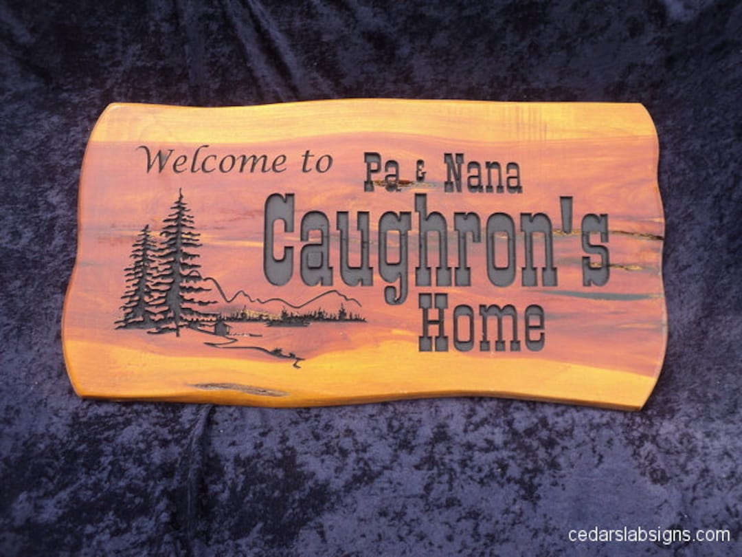 Cedar Sign * 2ft Wide * Wood Sign * Rustic Cedar Slab Sign * Custom ...