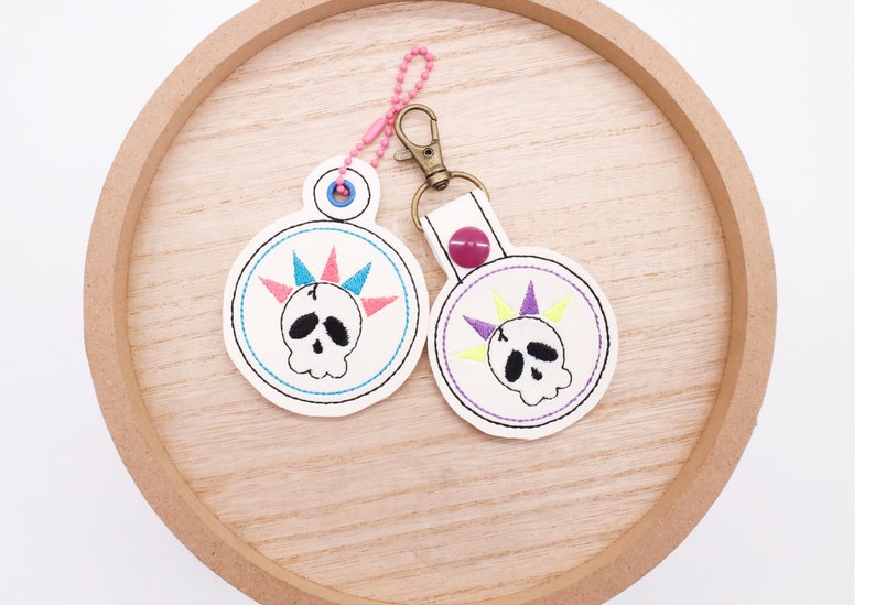 Mohawk Key Chain Punk Skull Keychain: Machine Embroidery Design - Etsy