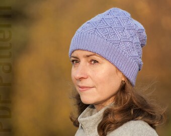 PDF knitting pattern, Knit hat pattern, Twisted Fall hat pattern, Textured hat pattern, Cable hat pattern