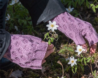 PDF knitting pattern, Honeycomb fingerless mittens pattern, Textured fingerless gloves pattern, Cable fingerless mittens pattern