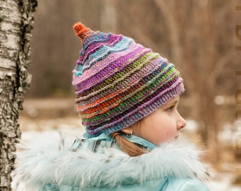 PDF knitting pattern, Knit hat pattern, Mika hat pattern, Textured hat pattern, Garter stitch hat pattern