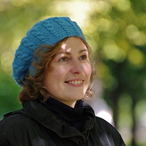 PDF knitting pattern, Knit hat pattern, Bluestar beret pattern, Textured hat pattern, Cable hat pattern, Cable beret pattern