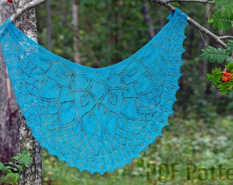 PDF knitting pattern, Knit shawl pattern, Flower Princess shawl pattern, Lacy shawl pattern, Lace shawl pattern