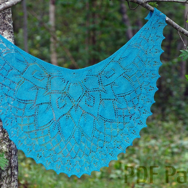 PDF knitting pattern, Knit shawl pattern, Flower Princess shawl pattern, Lacy shawl pattern, Lace shawl pattern