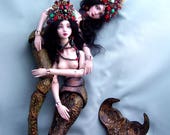 50% deposit to reserve a Made to order BJD mermaid queen porcelain ball jointed ooak fine art doll melusine nayad siren fantasy spirit magic