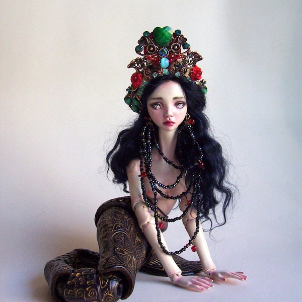 Made to order  mermaid queen porcelain Ball jointed Doll bjd tattoo fantasy magical siren celtic water spirit Ooak Art undine meerjungfrau