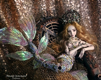 Porcelain Mermaid Ball Jointed Doll, Fine Art BJD, Custom Made