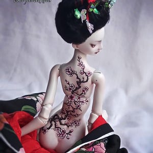 CUSTOM ORDER geisha Porcelain Bjd LARGE Sakura fullset ball jointed ooak fine art doll bisque maiko geiko kimono asian japanese girl woman