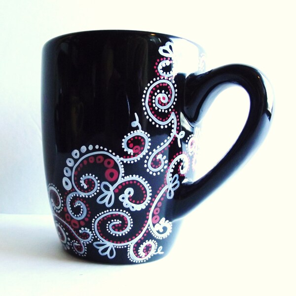 Alabaster Vines Hand Painted Mug -Single Medium Personalized Coffee Cup