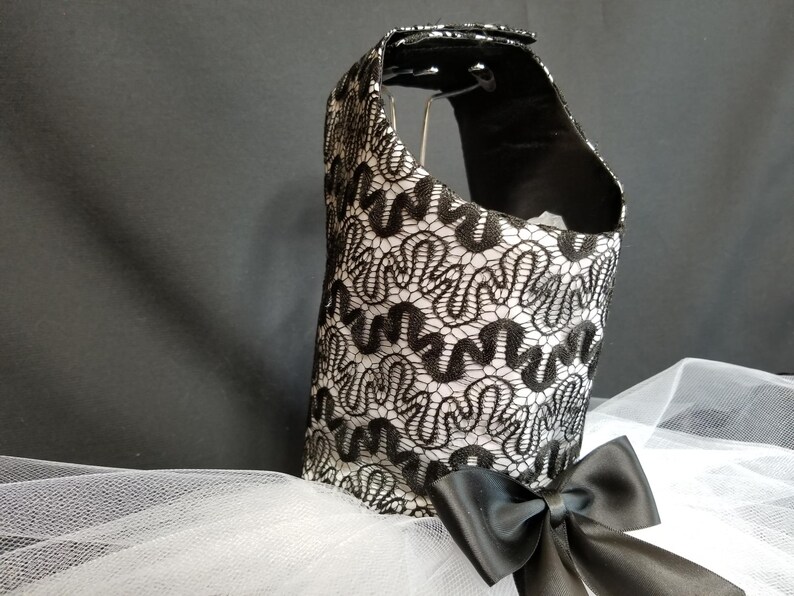 Dog Dress. Black and White Lace Dog Dress Dog Harness Tutu Etsy