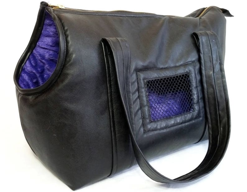 Black Leather Dog Carrier Dog Tote Small Dog Purse Handmade Etsy
