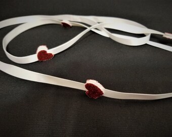 White Dog Leash, Red Hearts Dog Leash, 4' Dog Leash, White Dog Lead, Valentines Dog Leash, Dog Apparel
