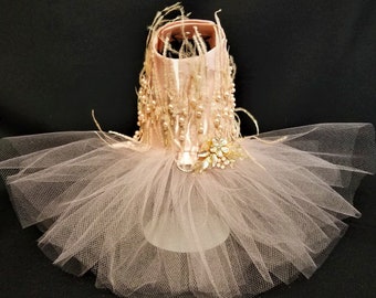 Rose Gold Dog Dress, Tutu Dog Dress, Wedding Dog Dress,  Dog Harness Dress, Designer Dog Dress.