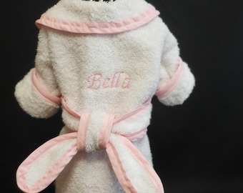 Personalized Girl Dog Bathrobe, Canine Bathrobe, Dog Bathrobe, Female Dog Bathrobe.