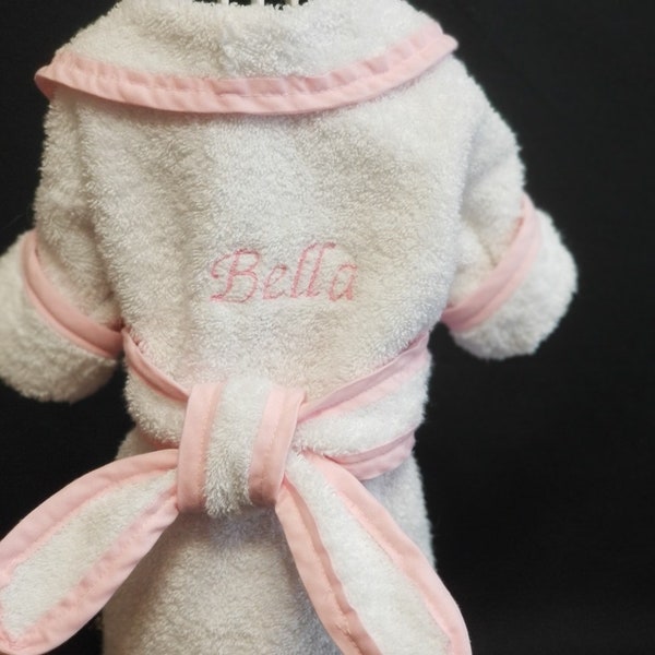 Personalized Girl Dog Bathrobe, Canine Bathrobe, Dog Bathrobe, Female Dog Bathrobe.